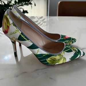 NWOT Vintage J. Crew Botanical Print Heels, Size 8.5